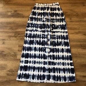 JUST Be Maxi Skirt Size S Tie Dye Watercolor Coastal Festival Blue White Black